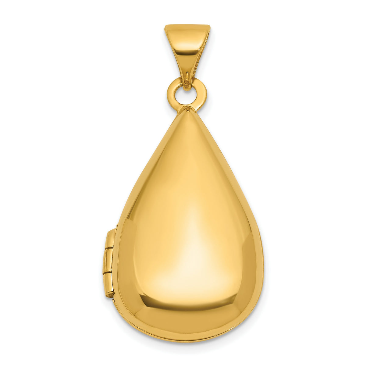 14k Yellow Gold Teardrop Locket Pendant, Polished Memorial Jewelry Keepsake for Women