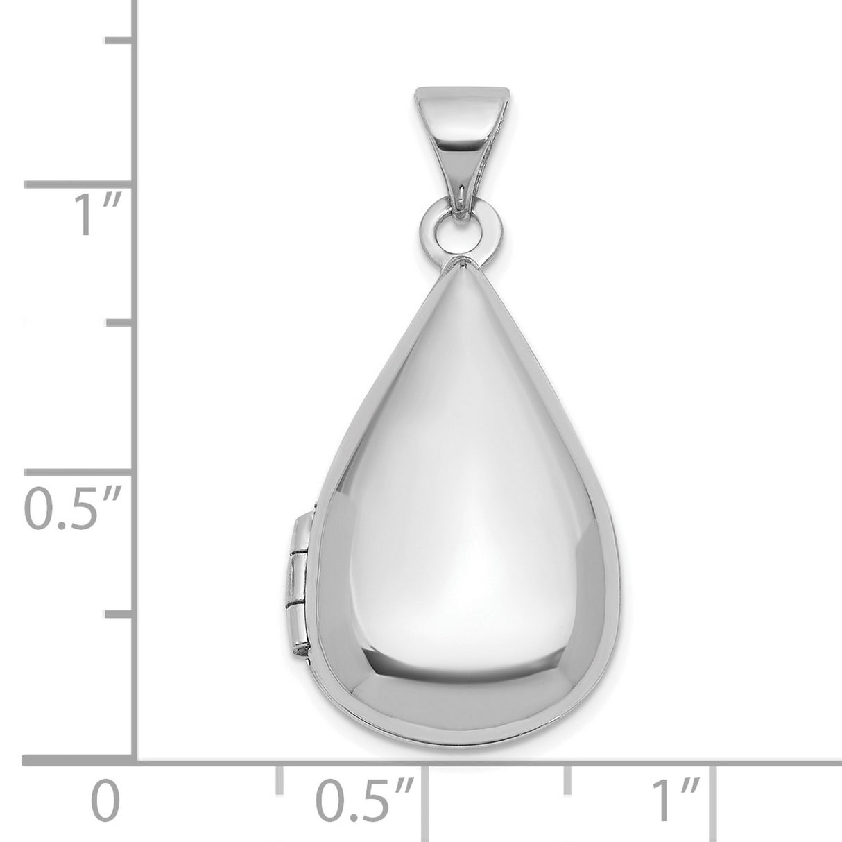 14k White Gold Teardrop Locket Pendant with Hinged Opening and Polished Finish for Women