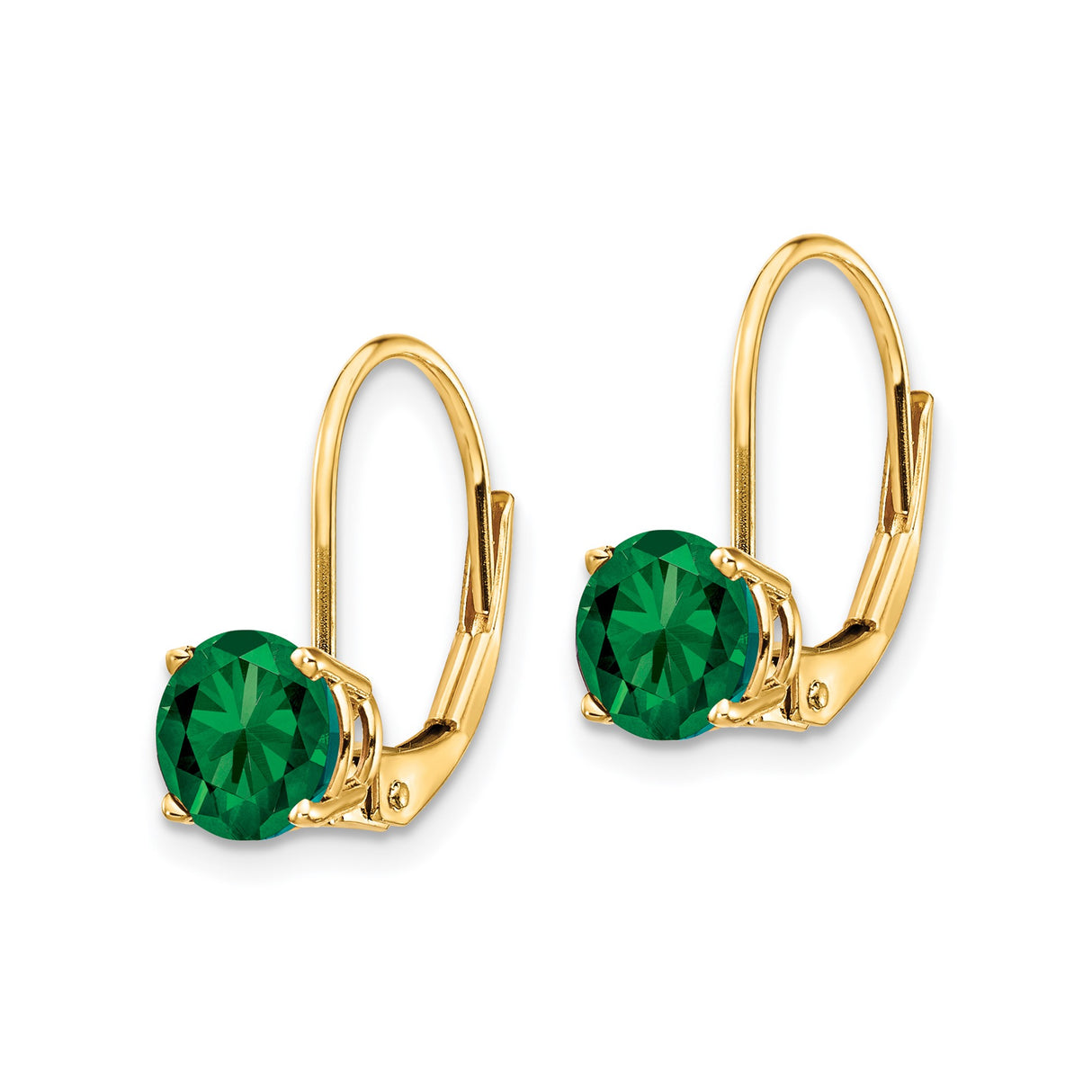 14k Yellow Gold Leverback Earrings with Helenite in Classic Drop Design