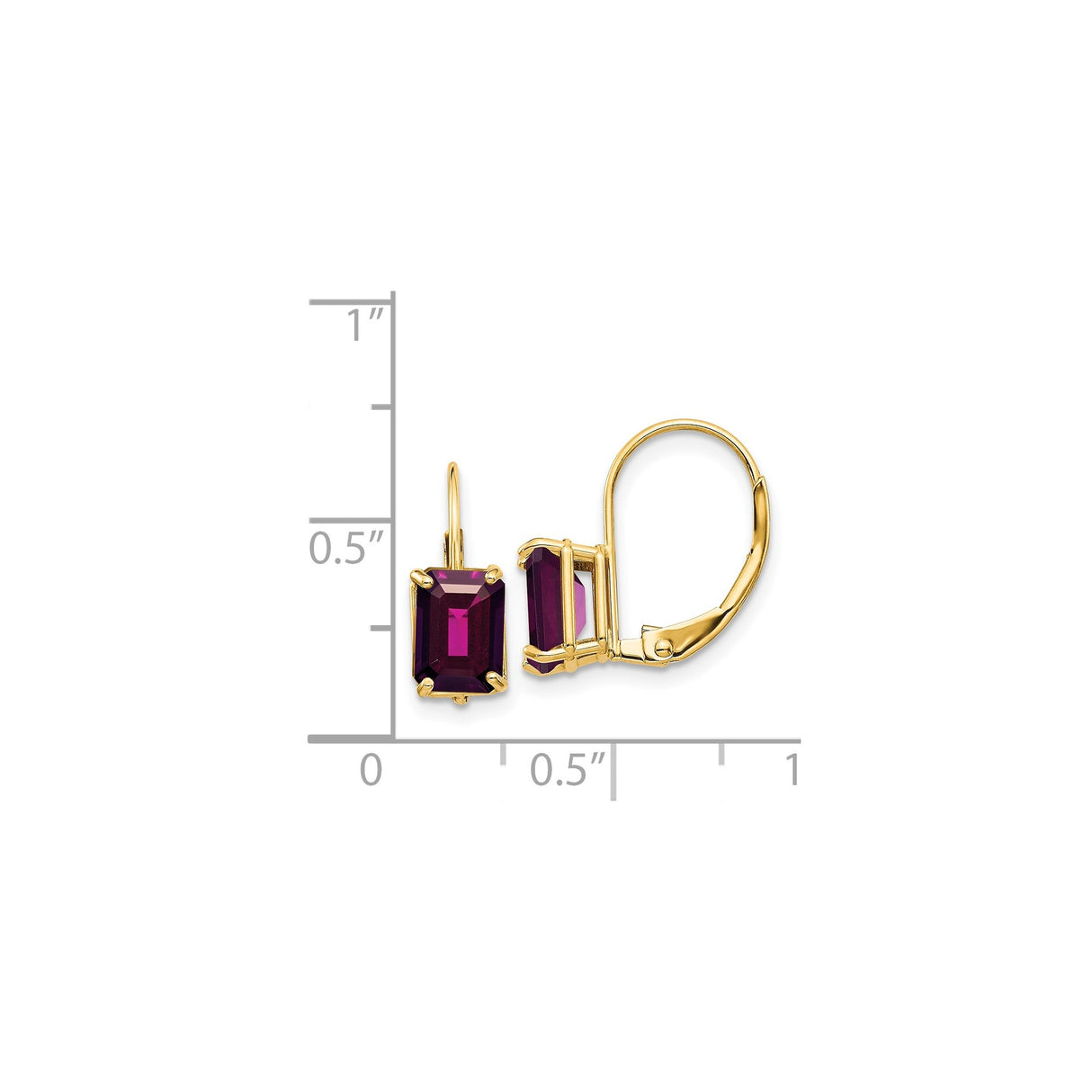 14k Yellow Gold Leverback Drop Earrings with Rhodolite Garnet, Bold Statement Jewelry