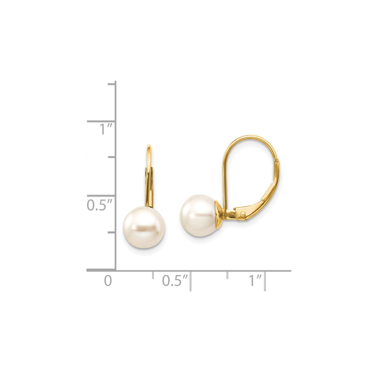 14k Yellow Gold Leverback Drop Earrings with White Freshwater Cultured Pearls, Classic Bridal Style