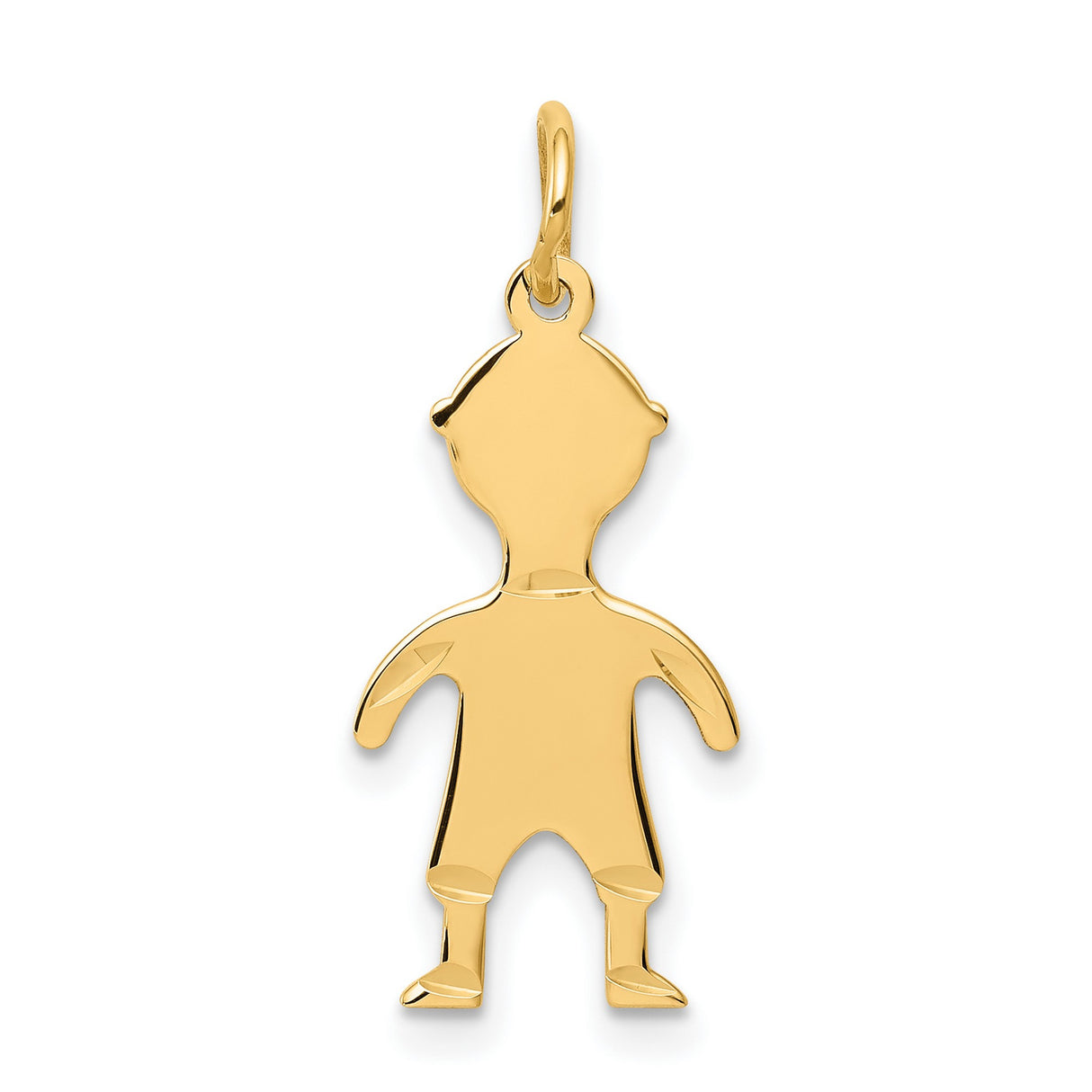 14k Yellow Gold Boy Silhouette Charm, Polished Cutout Symbol of Family Love for Women and Mothers
