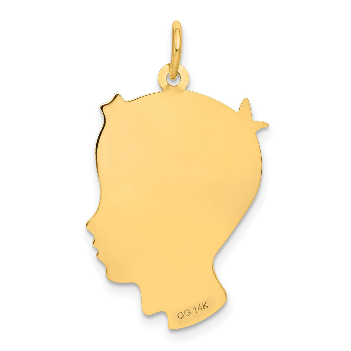 14k Yellow Gold Boy Silhouette Pendant Charm with Facial Details, Motherhood Keepsake Jewelry