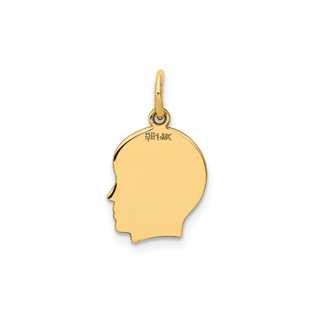 14k Yellow Gold Pendant, Engraveable Right-Facing Silhouette Charm, Motherhood Symbol Jewelry