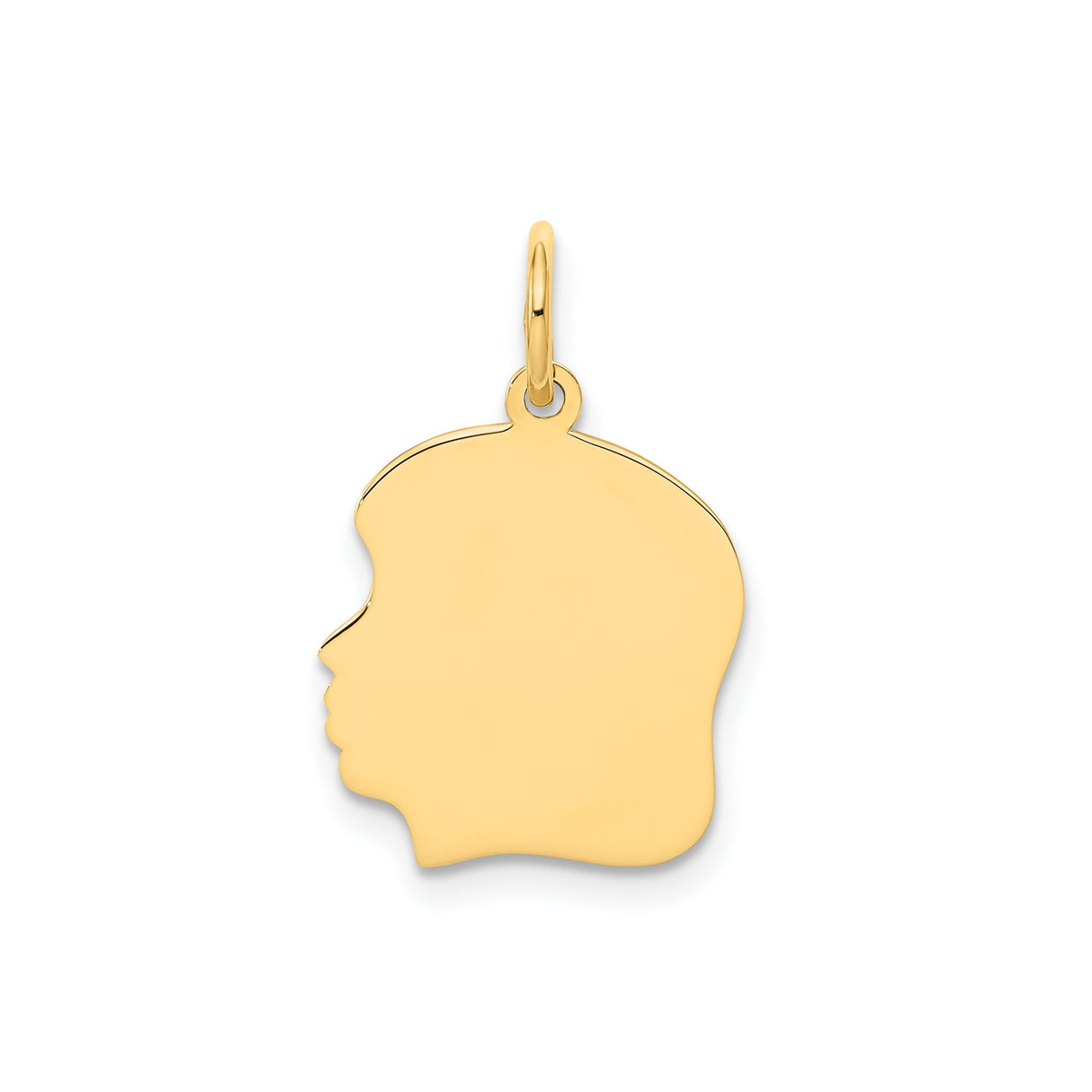 14k Yellow Gold Boy Silhouette Pendant Charm, Custom Profile Medallion, Motherhood Jewelry Keepsake