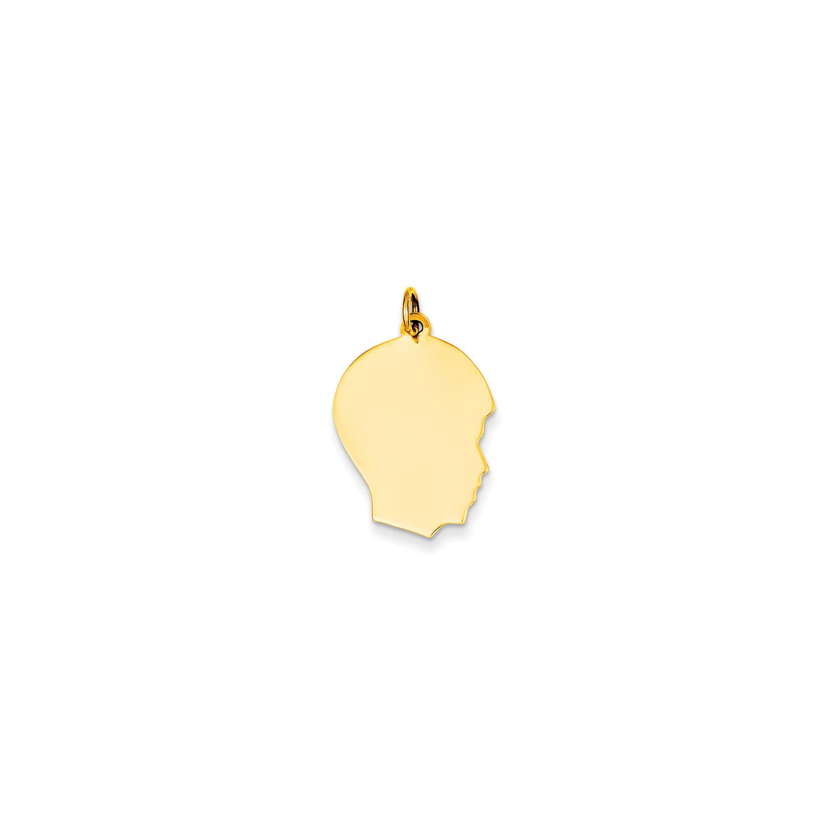 14k Yellow Gold Boy Silhouette Pendant Charm, Polished Flat Design, Sentimental Mother Jewelry