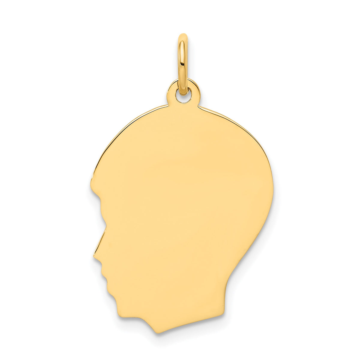 14k Yellow Gold Boy Head Silhouette Pendant, Polished Finish, Engraving Ready Charm for Moms