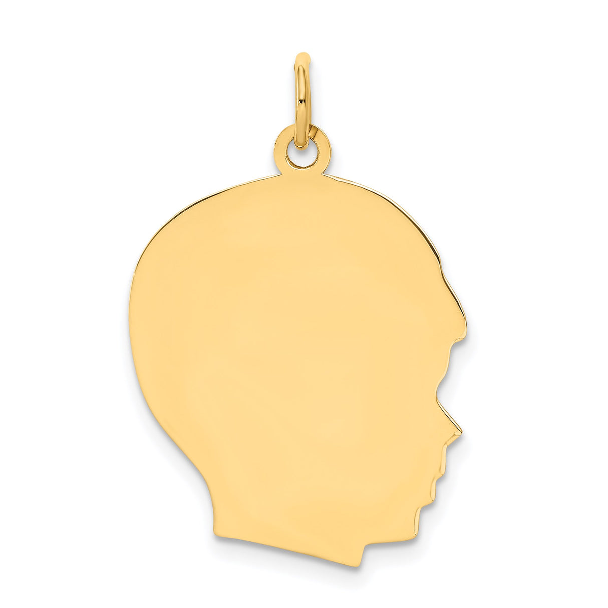 14k Yellow Gold Profile Pendant, Polished Flat Silhouette Charm for Engraving