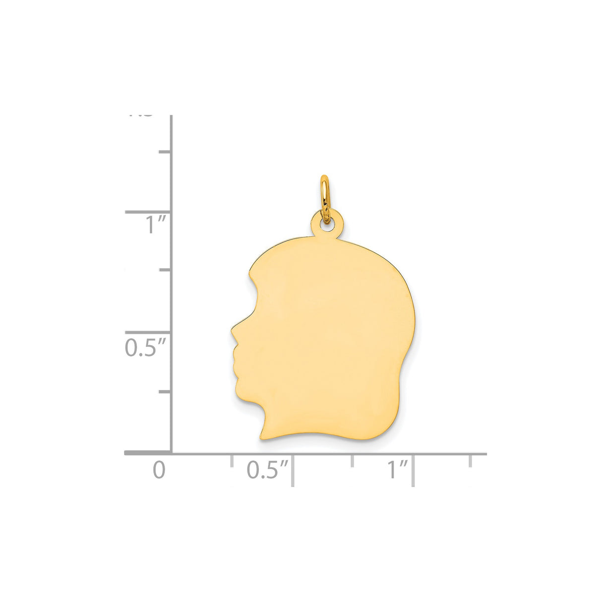 14k Yellow Gold Profile Charm, Left-Facing Silhouette Pendant, Engravable Keepsake for Women