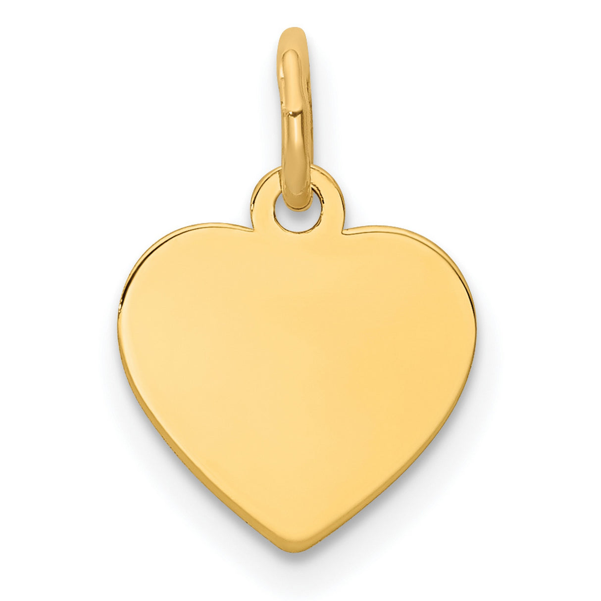 14k Yellow Gold Heart Pendant Charm, Polished Plain Disc, Engraving Ready, for Women or Girls