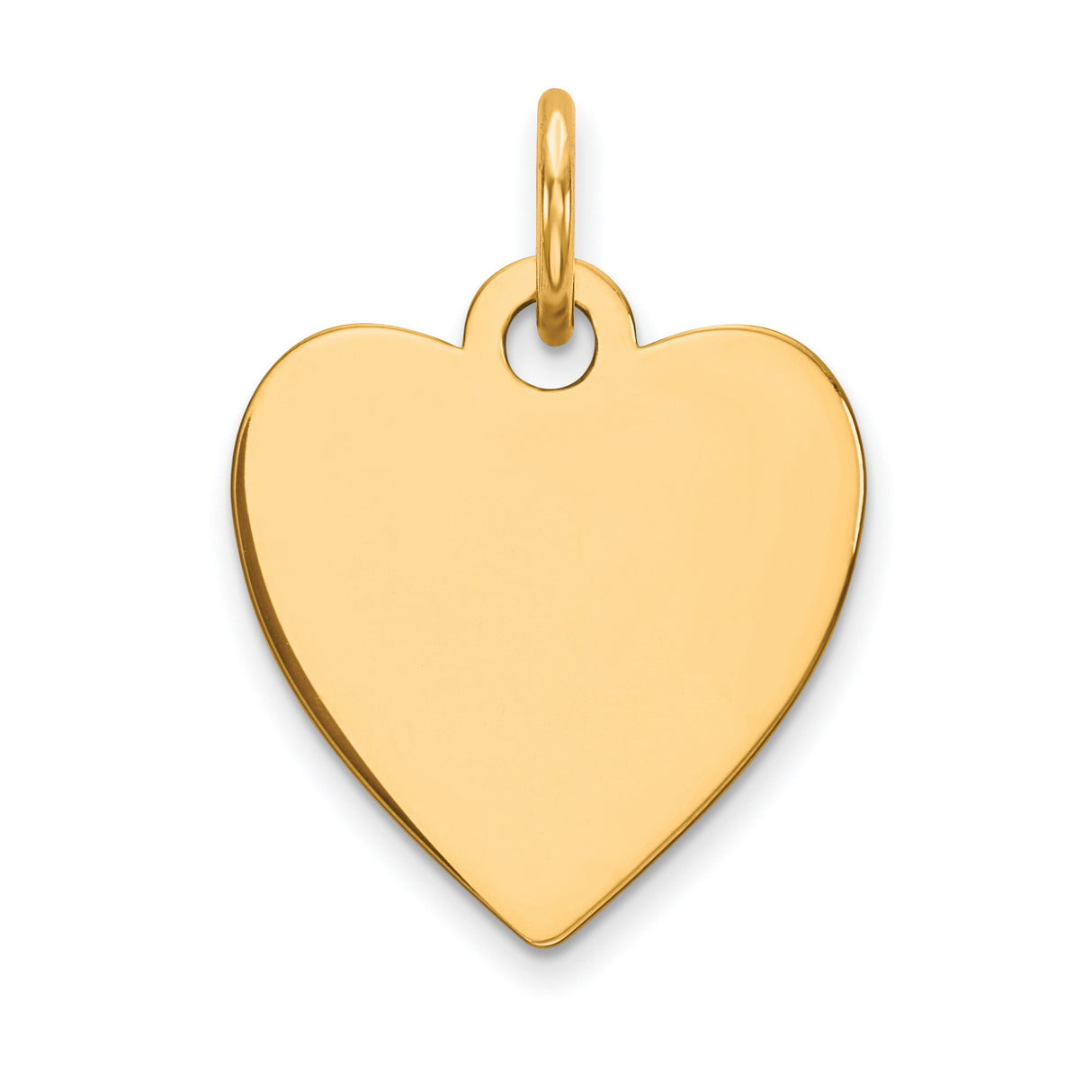 14k Yellow Gold Heart Pendant, Smooth Polished Engravable Disc Charm, Minimalist Jewelry for Women