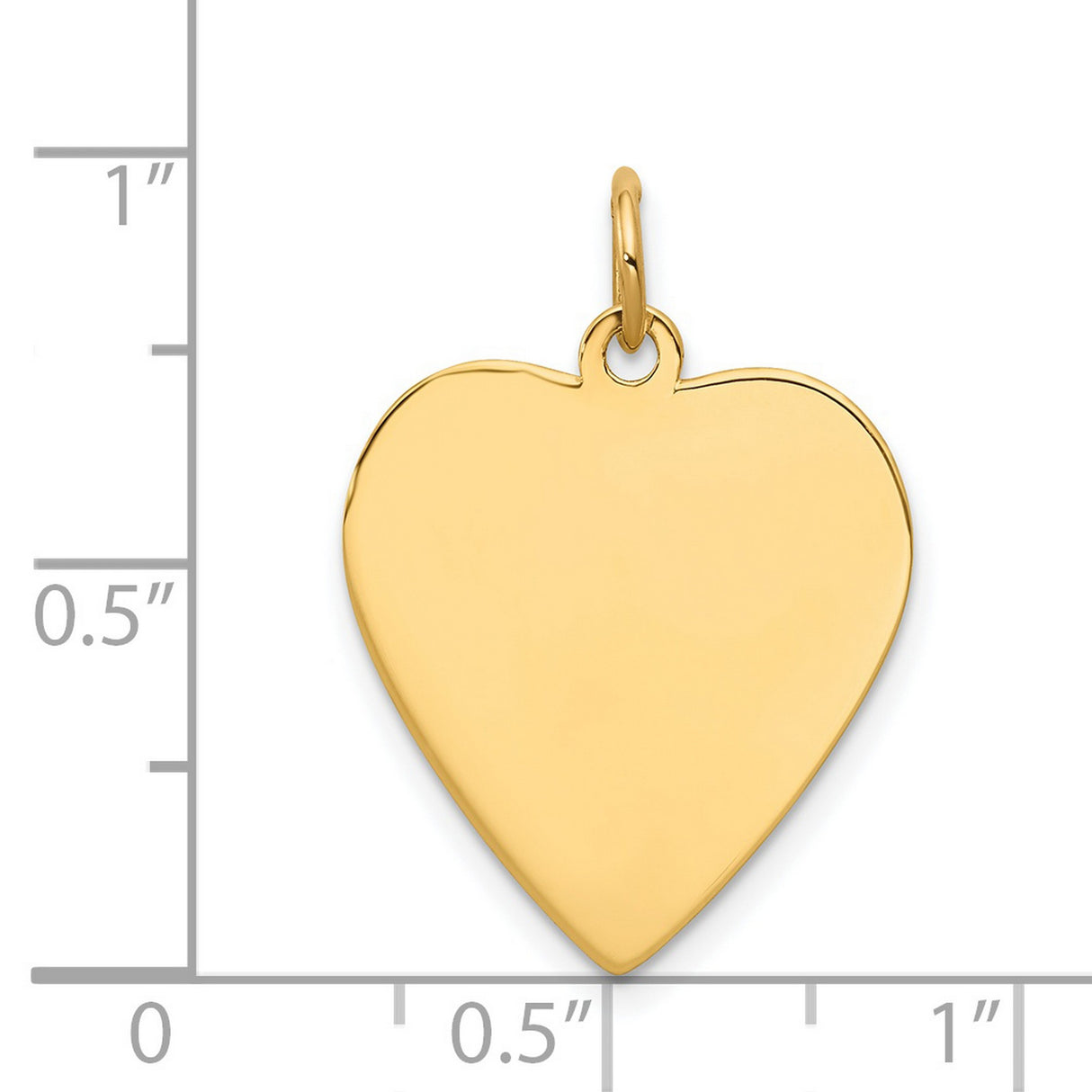 14k Yellow Gold Heart Pendant, Polished Engravable Disc, Dainty Flat Charm for Women