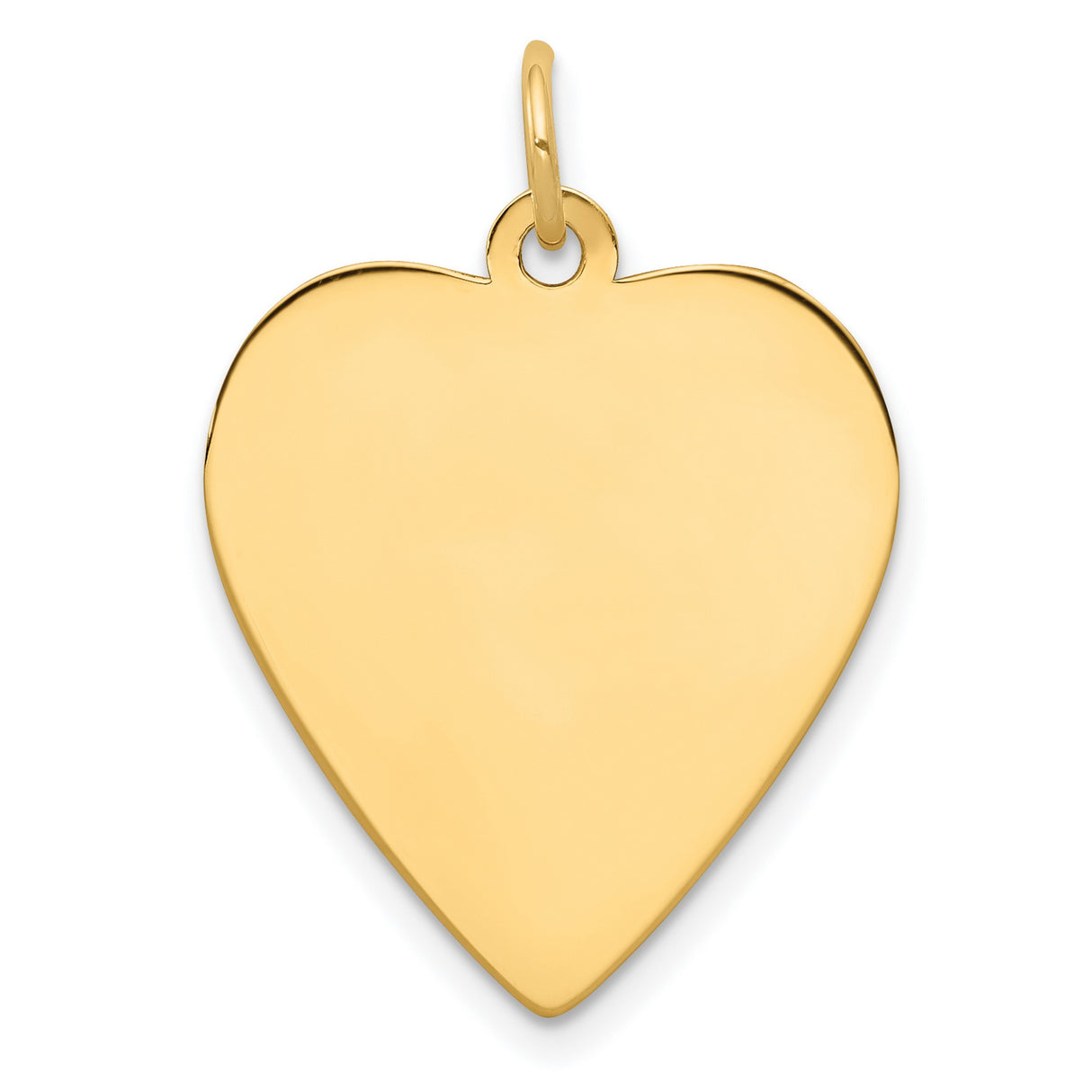 14k Yellow Gold Heart Pendant, Polished Flat Charm, Engraving Ready Jewelry for Women