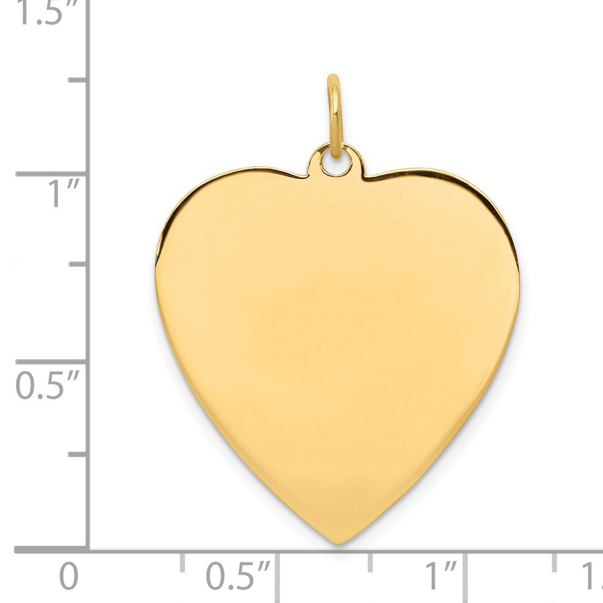 14k Yellow Gold Heart Pendant, High Polish Engravable Charm, Classic Love Symbol for Women