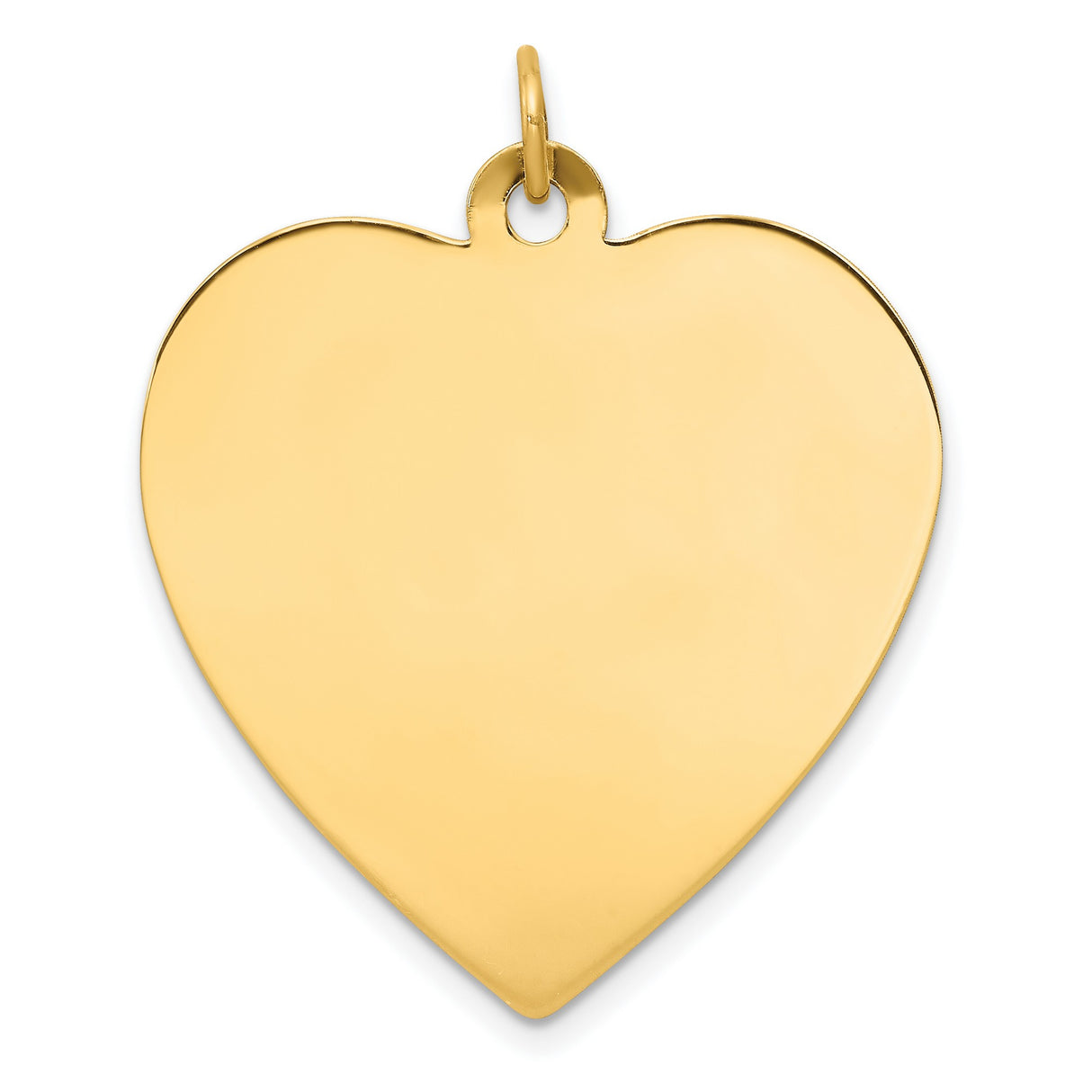 14k Yellow Gold Heart Pendant, Engravable Polished Disc Charm for Women
