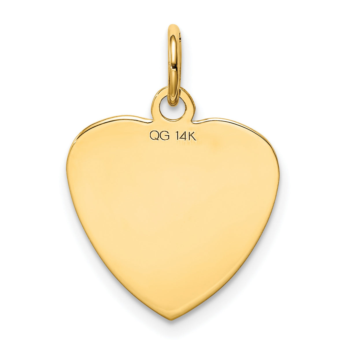 14k Yellow Gold Heart Pendant with Polished Center and Radial Texture, Engravable Charm for Women