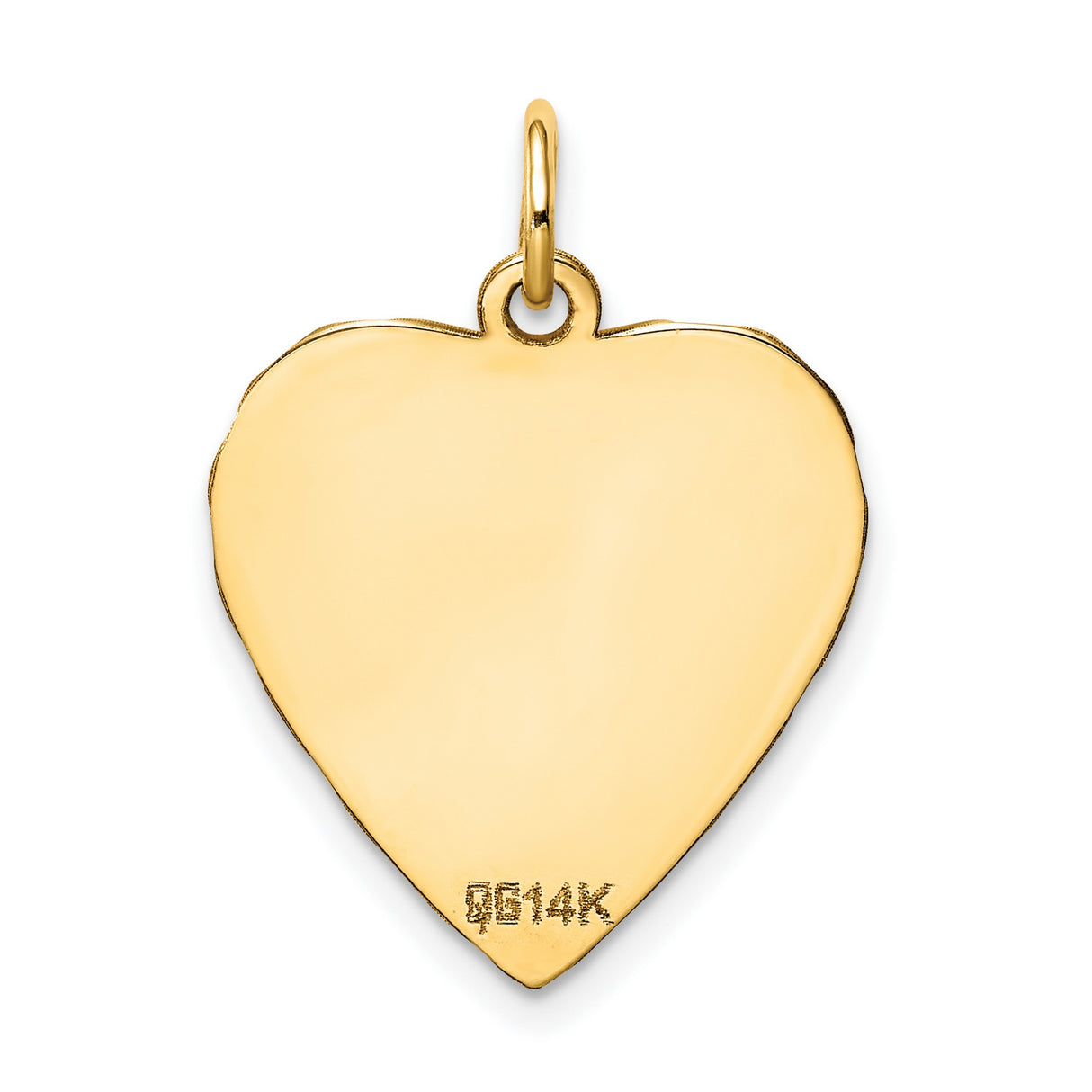 14k Yellow Gold Heart Pendant with Polished Finish and Scalloped Edge for Women