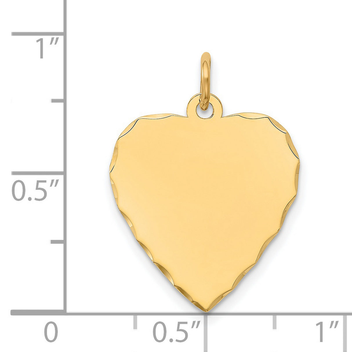 14k Yellow Gold Heart Pendant, Polished Scalloped Edge, Engravable Sentimental Charm for Women