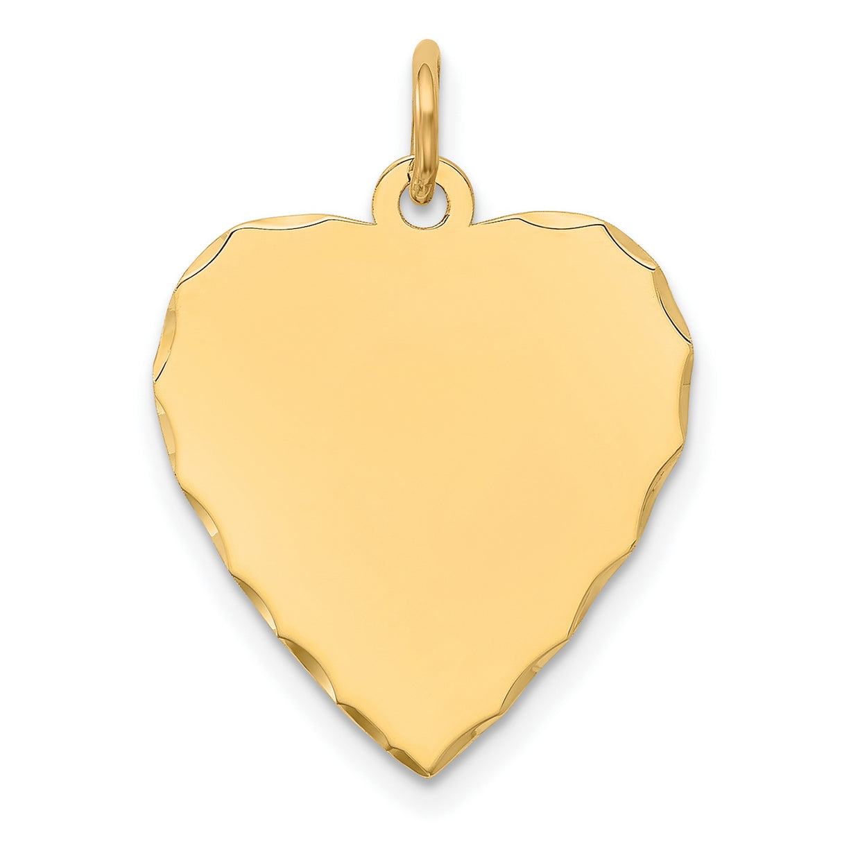 14k Yellow Gold Heart Pendant with Polished Finish and Scalloped Edge for Women
