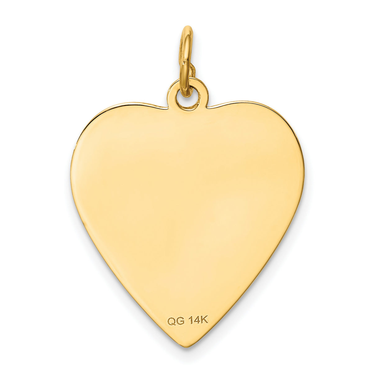 14k Yellow Gold Heart Pendant with Sunburst Engraving, Polished Disc Design