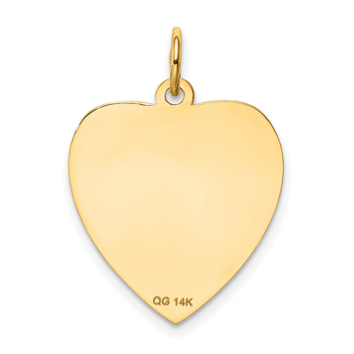 14k Yellow Gold Heart Pendant with Scalloped Border, Engravable Romantic Jewelry Charm
