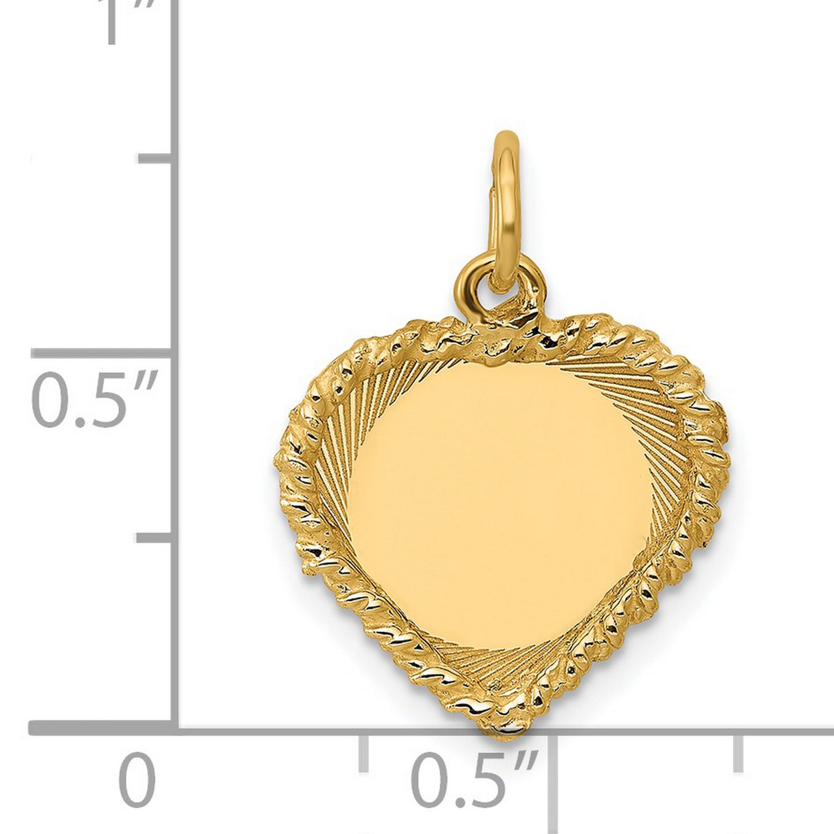 14k Yellow Gold Heart Pendant with Textured Rope Border and Engravable Center