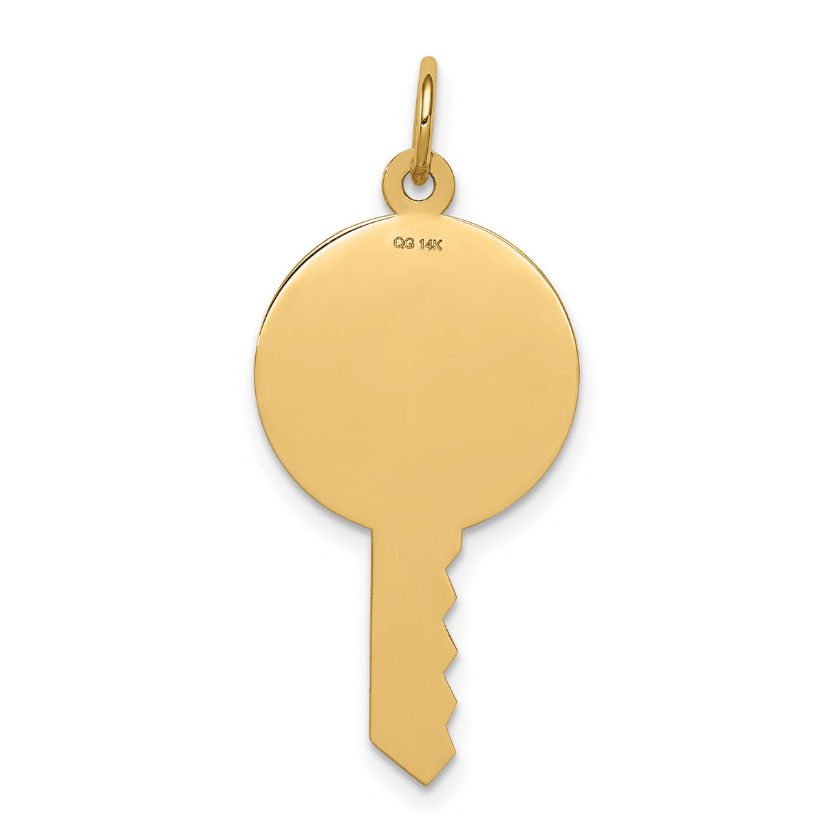 14k Yellow Gold Key Pendant, Engravable Blank Charm, Minimalist Unisex Jewelry