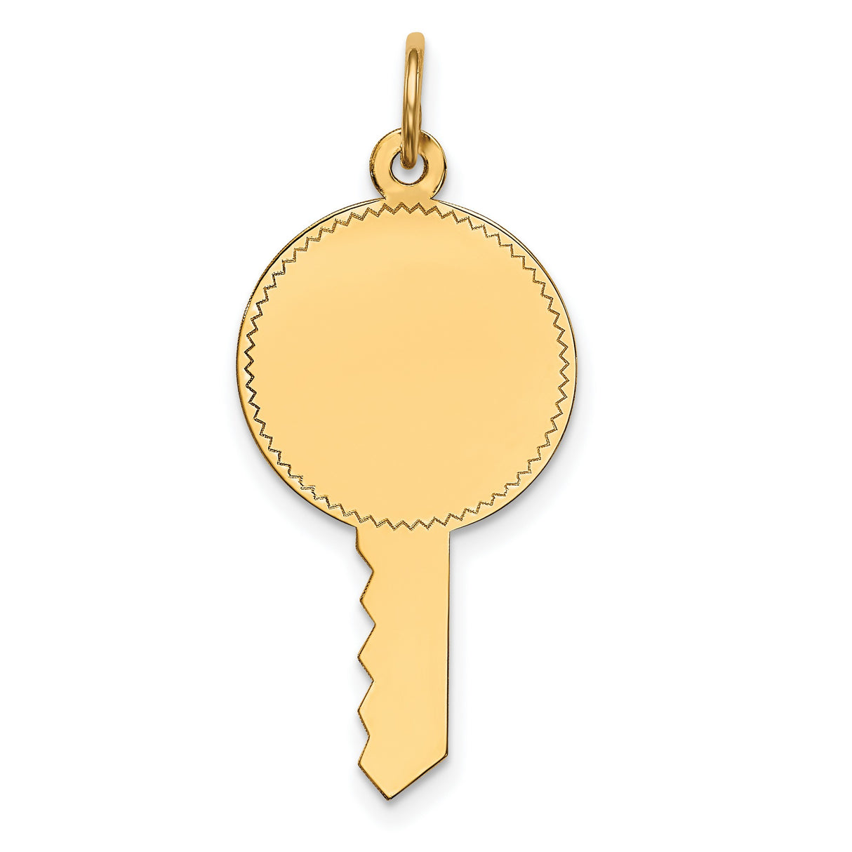 14k Yellow Gold Key Pendant, Engravable Blank Charm, Minimalist Unisex Jewelry