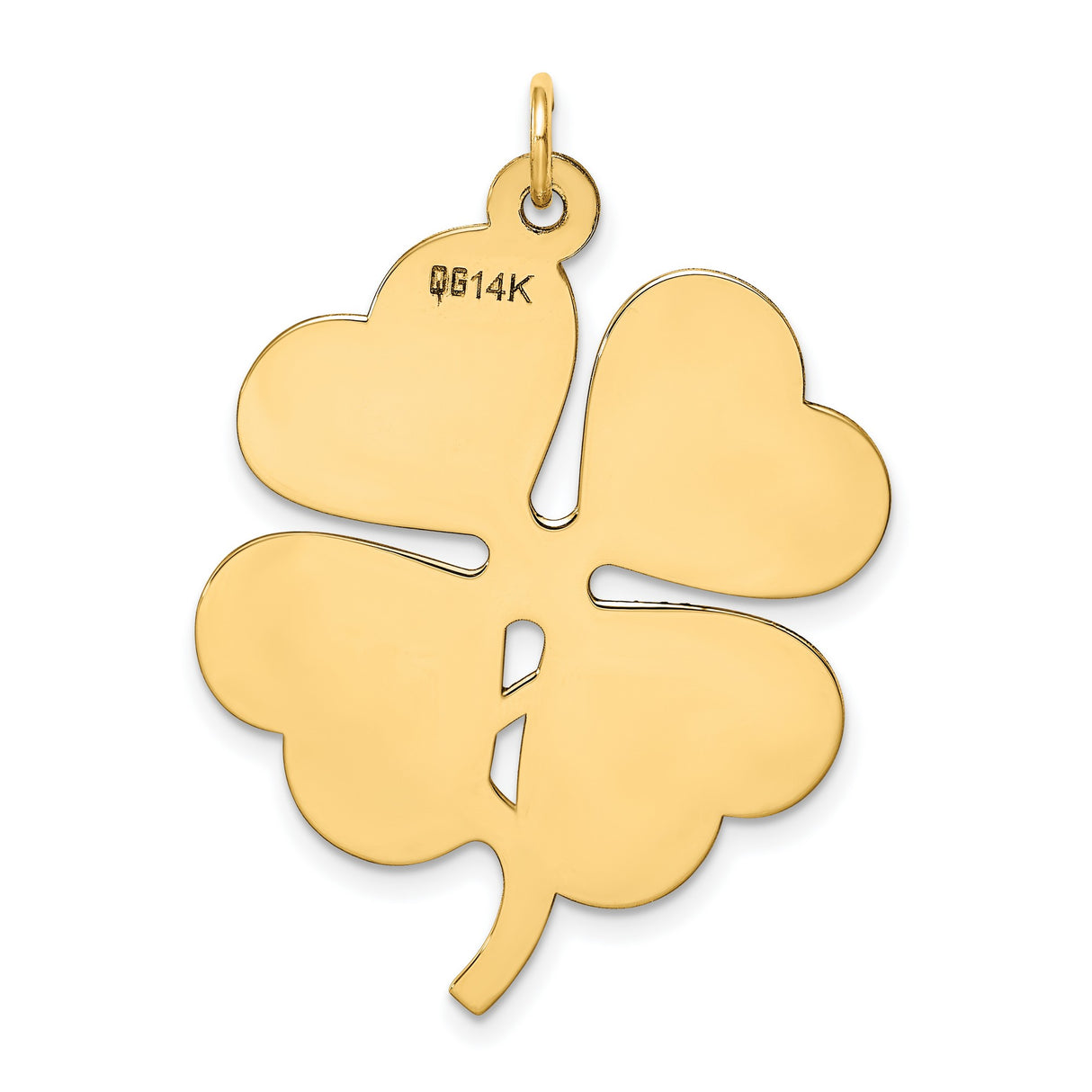 14k Yellow Gold Four Leaf Clover Pendant with Cutout Accents, Celtic Lucky Charm for Women