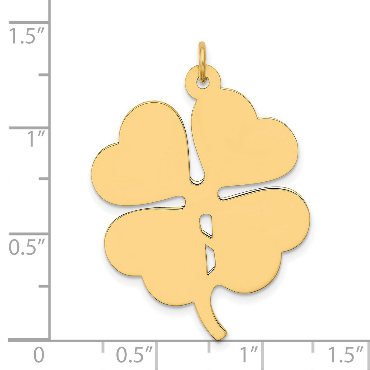 14k Yellow Gold Four Leaf Clover Pendant with Cutout Accents, Celtic Lucky Charm for Women