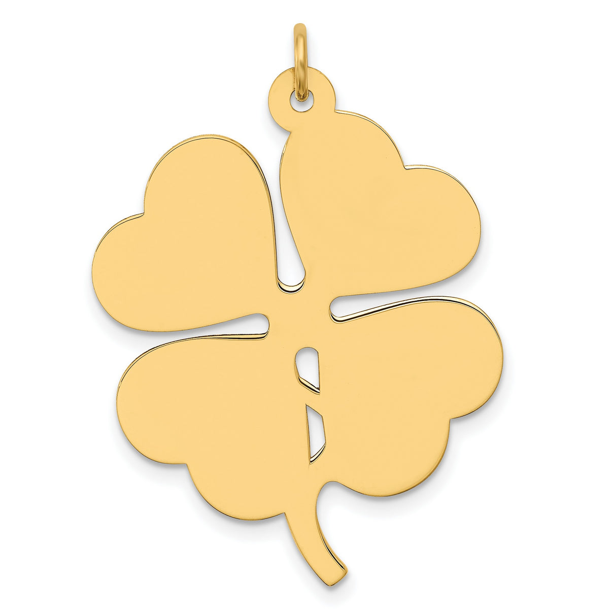 14k Yellow Gold Four Leaf Clover Pendant with Cutout Accents, Celtic Lucky Charm for Women