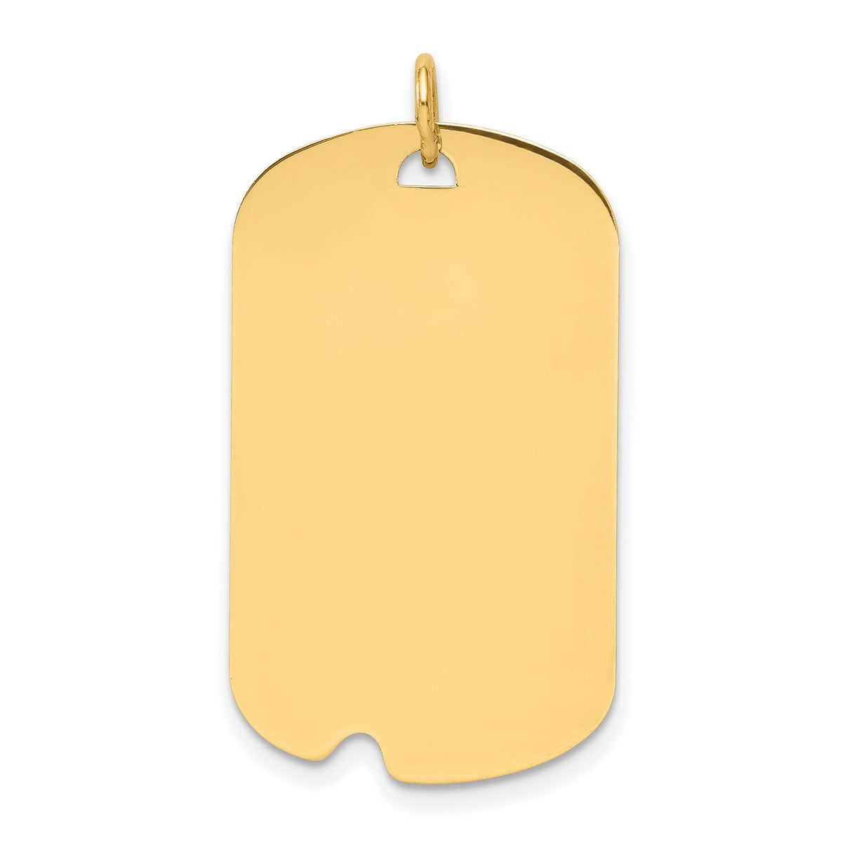 14k Yellow Gold Dog Tag Pendant, High Polish Military Style Charm with Notched Edges