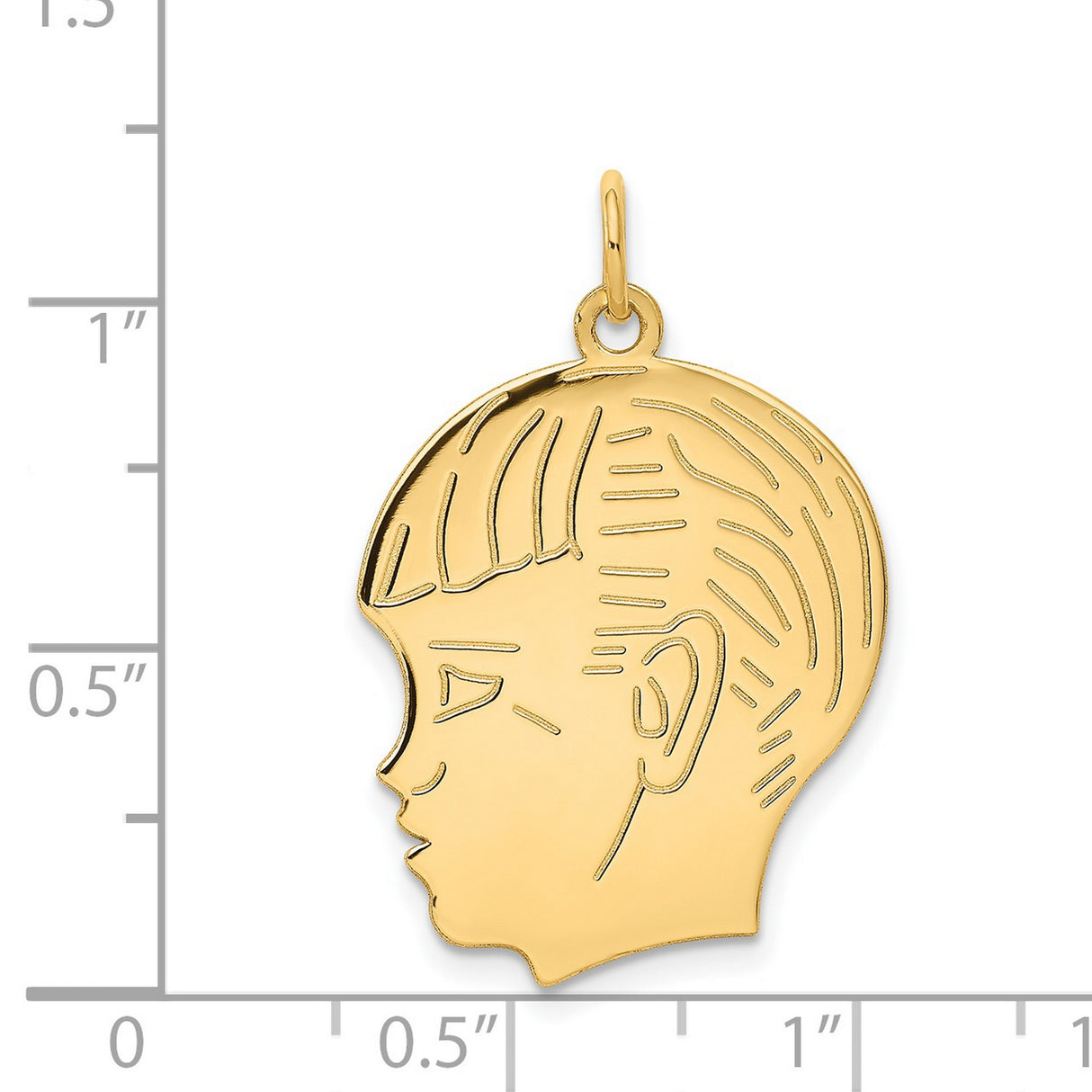 14k Yellow Gold Boy Profile Pendant, Silhouette Charm, Mother Son Keepsake Jewelry