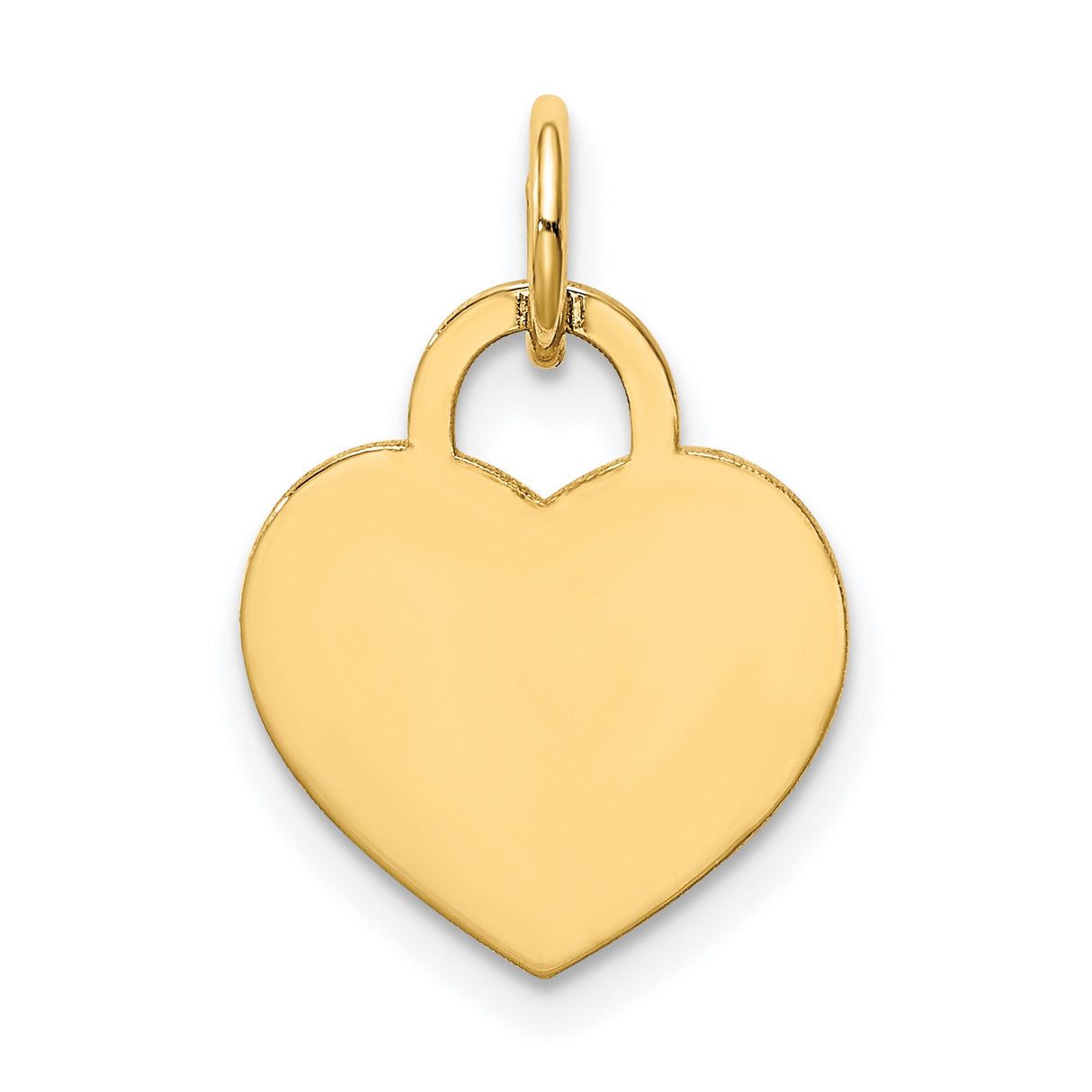 14k Yellow Gold Heart Padlock Pendant, Engravable Polished Charm for Women