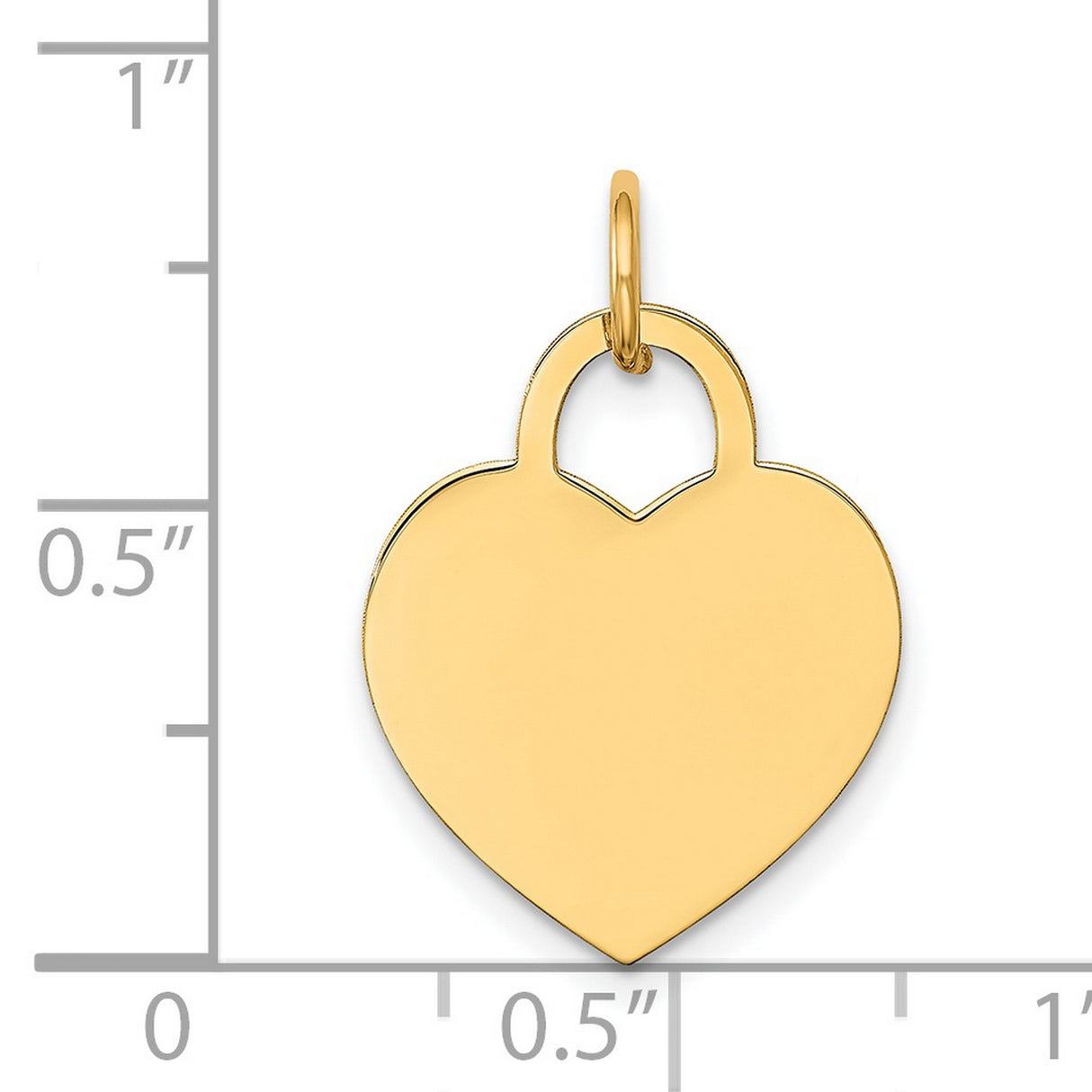 14k Yellow Gold Heart Pendant with Polished Finish and Open Bail Charm