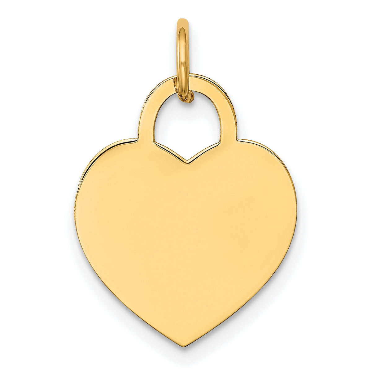 14k Yellow Gold Heart Pendant with Polished Finish and Open Bail Charm