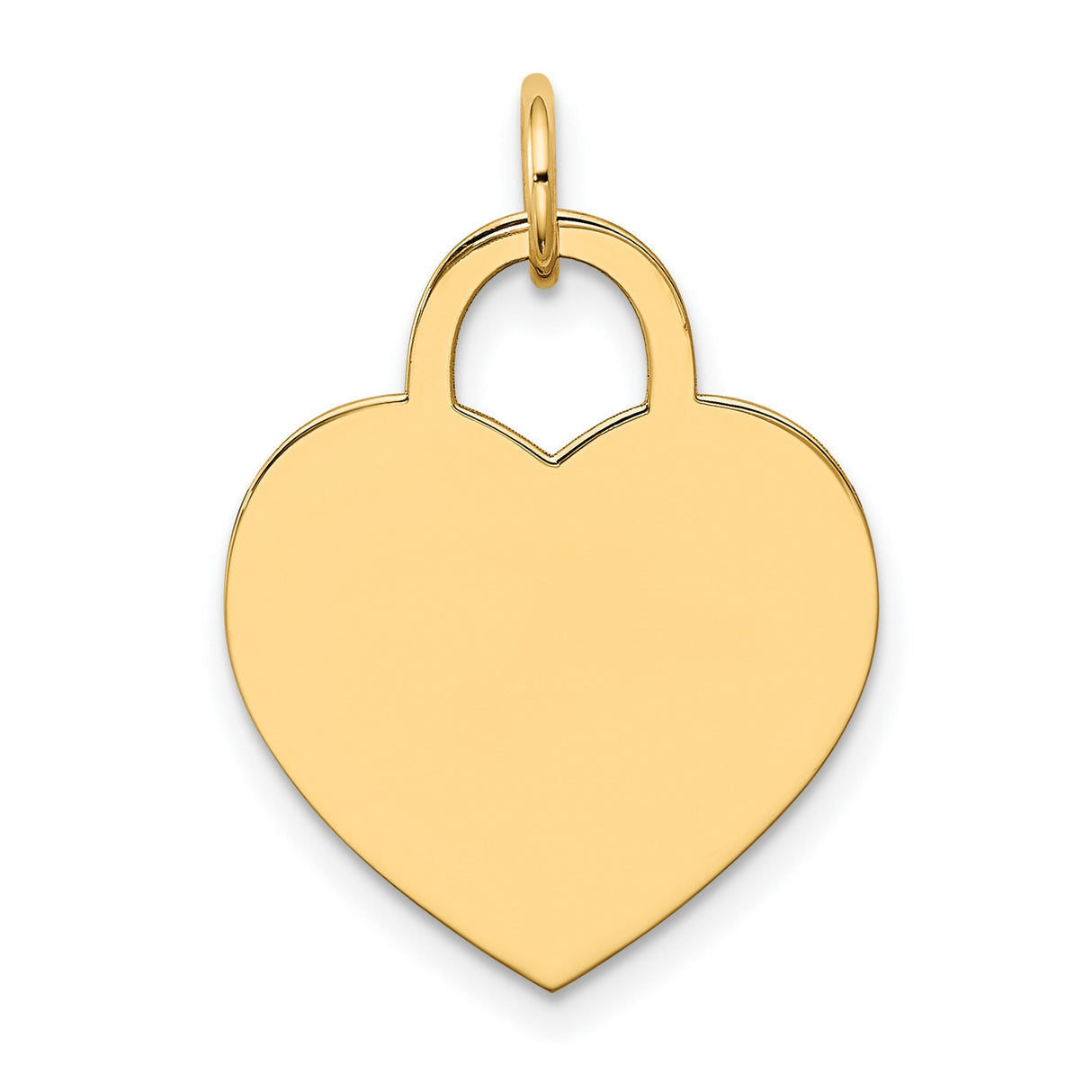 14k Yellow Gold Heart Padlock Pendant, Polished Lock Charm, Romantic Design for Women