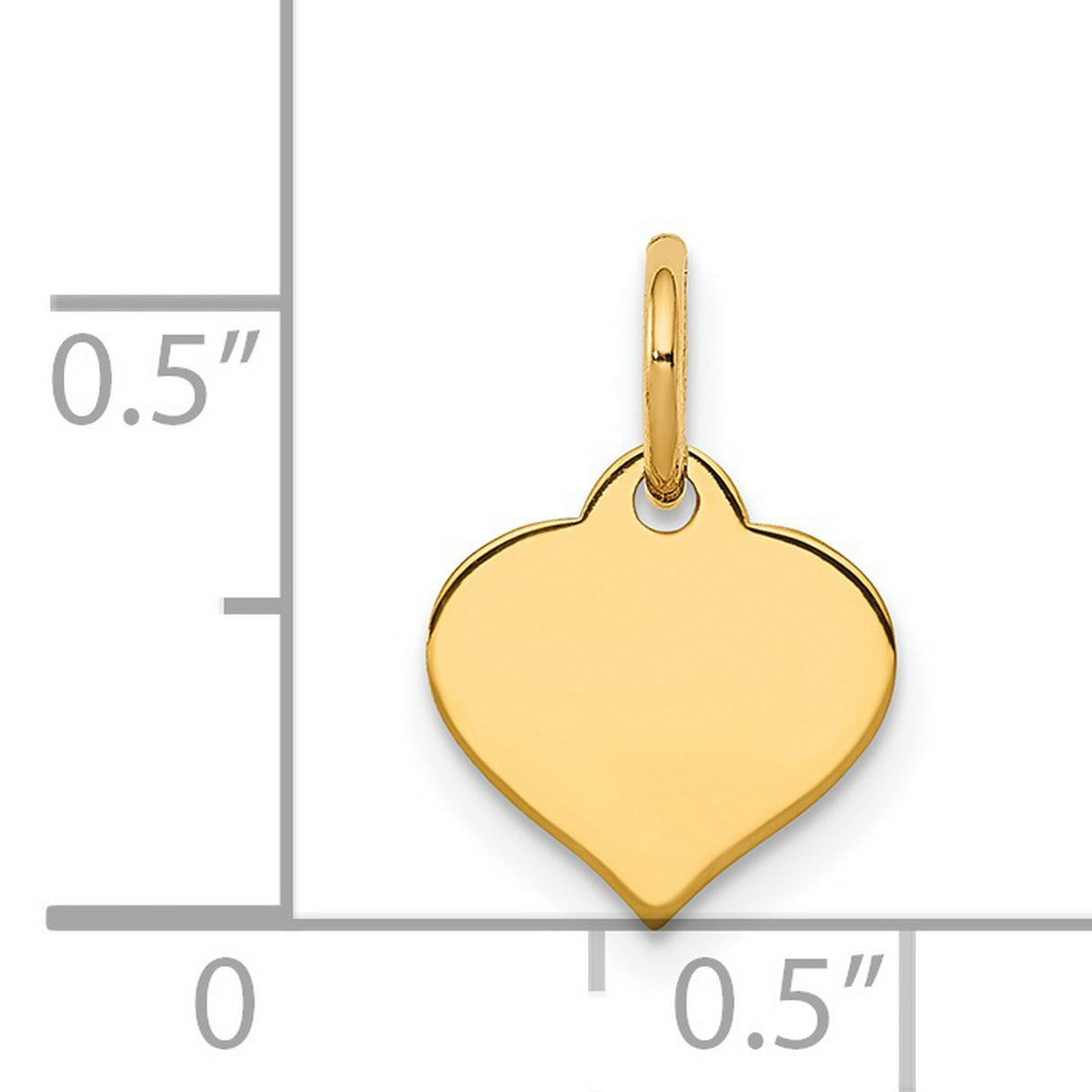 14k Yellow Gold Heart Pendant, High Polish Finish, Engraving Ready Charm for Necklace or Bracelet