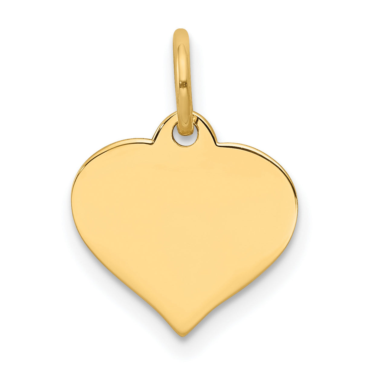 14k Yellow Gold Heart Pendant, Polished Engravable Charm, Romantic Jewelry for Women