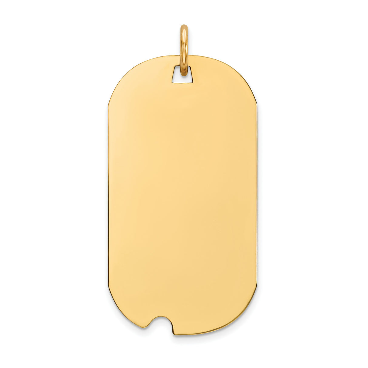 14k Yellow Gold Dog Tag Pendant, Classic Military Style with Polished Finish, Unisex Engravable Charm