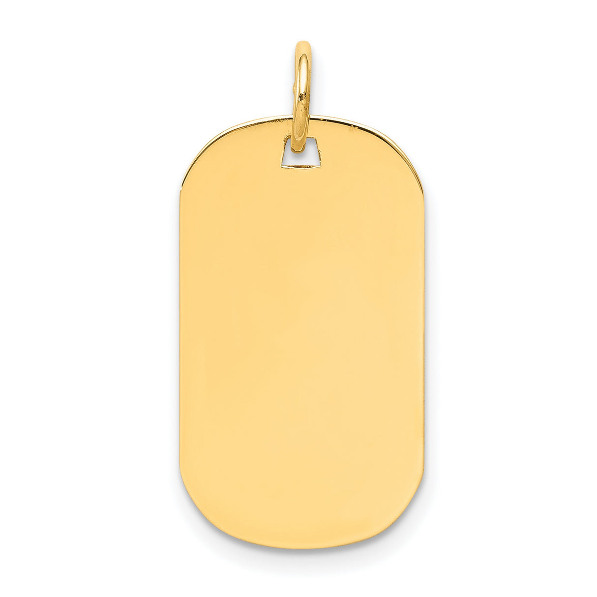 14k Yellow Gold Dog Tag Pendant, High Polish Blank Military Style Charm for Men or Unisex Wear