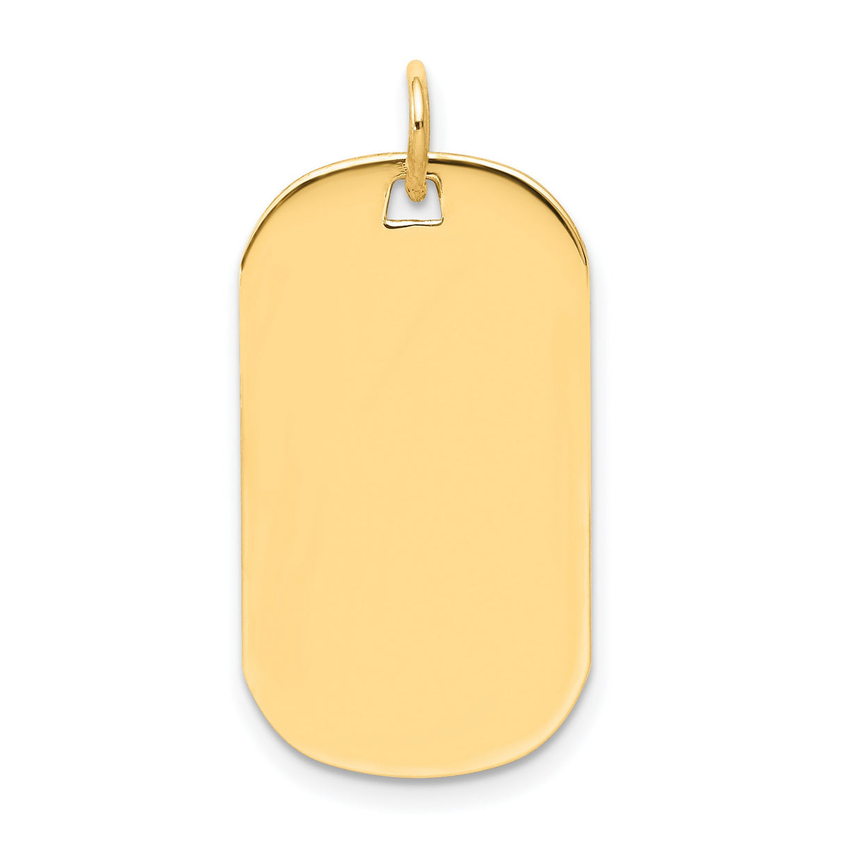 14k Yellow Gold Dog Tag Pendant, Polished Plain Charm for Engraving, Unisex Military Style
