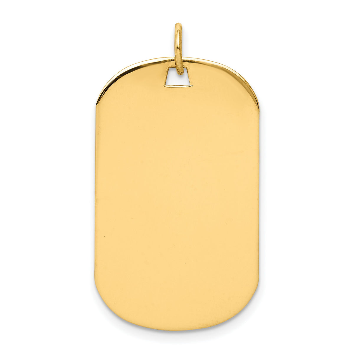 14k Yellow Gold Dog Tag Pendant, Polished Military Style, Engravable Unisex Charm