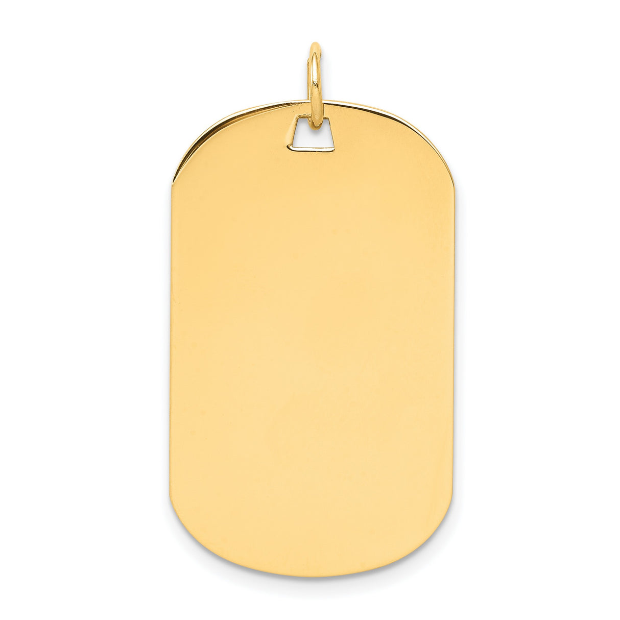 14k Yellow Gold Dog Tag Pendant, Polished Military Style, Blank Engraving Ready