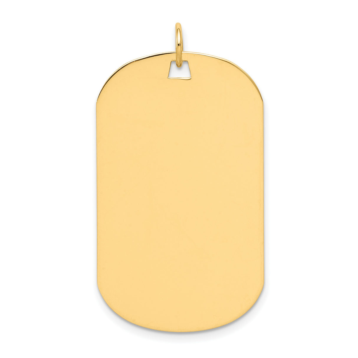 14k Yellow Gold Dog Tag Pendant, Plain Polished Engraving-Ready Military Style Charm for Men or Unisex
