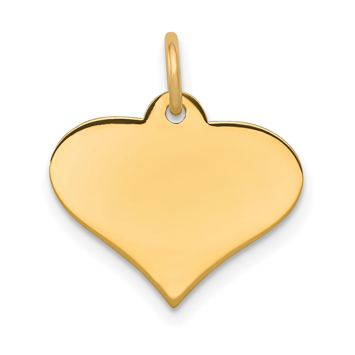14k Yellow Gold Heart Pendant, Smooth Polished Disc Charm, Minimalist Keepsake Jewelry
