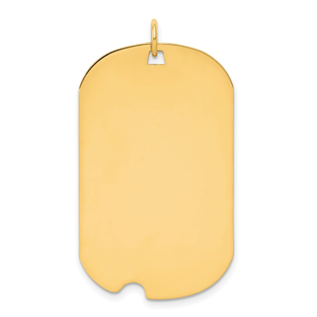 14k Yellow Gold Dog Tag Pendant, Polished Military Style Notched Blank for Men or Unisex