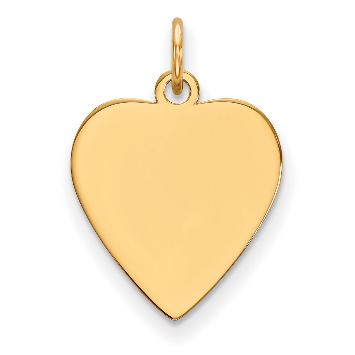 14k Yellow Gold Heart Pendant Charm, Polished Smooth Disc for Engraving, Minimalist Jewelry