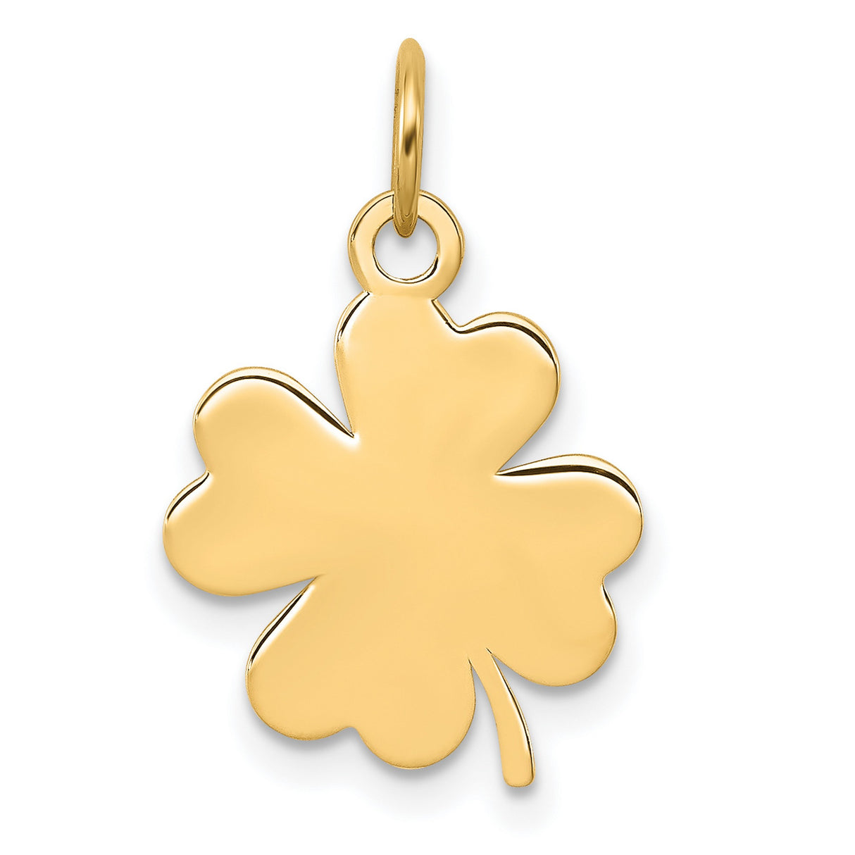 14k Yellow Gold Four-Leaf Clover Pendant, Polished Shamrock Charm, Irish Talisman for Women or Unisex