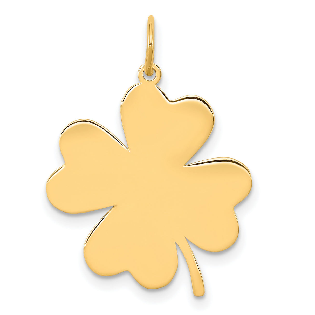 14k Yellow Gold Four-Leaf Clover Pendant, Irish Luck Symbol Charm for Women or Unisex Wear